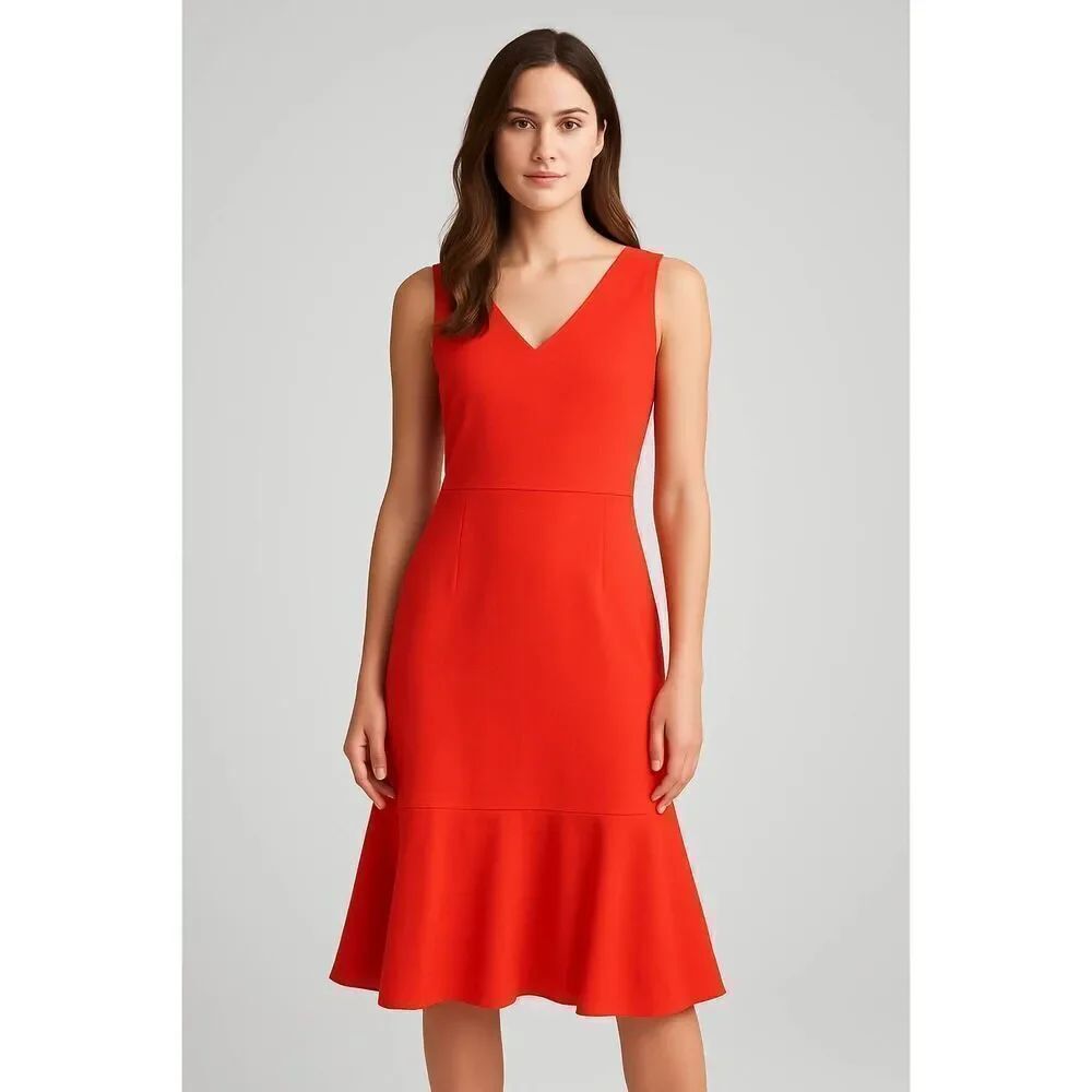 Banana Republic Women's Dress Size 6 Sleeveless Ruffle Hem V-Neck